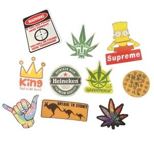 10 stickers including 420 friendly + trendy stickers